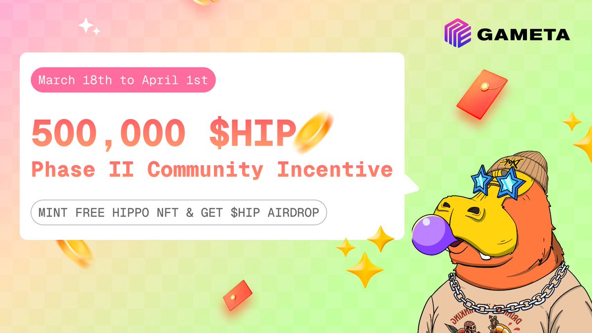 Gameta_Official's tweet image. 🚀 Excited about what&apos;s next in Gameta? Dive into our latest medium for insights and join us at our Phase II community incentive program 🌟 Don&apos;t miss out on your 500,000 HIP airdrop🚀

The event officially starts on the ‼March 18th 1300 UTC‼

Check out the medium here👇…