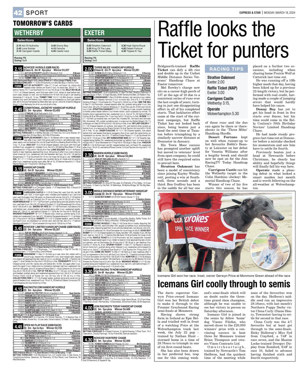Monmore Green Stadium (@monmoredogs) on Twitter photo More great coverage in the <a href="/ExpressandStar/">Express & Star</a> today looking back at the weekend's action in the <a href="/PremGreyRacing/">Premier Greyhound Racing</a> Puppy Derby 🏆
The <a href="/NHunt67/">Nathan Hunt</a> trained Icemans Girl, owned by <a href="/Gezzyprice/">Gerwyn Price</a>, was among the dogs to make it through to the semi-finals 📰
monmoregreyhounds.com/news-articles More great coverage in the <a href="/ExpressandStar/">Express & Star</a> today looking back at the weekend's action in the <a href="/PremGreyRacing/">Premier Greyhound Racing</a> Puppy Derby 🏆
The <a href="/NHunt67/">Nathan Hunt</a> trained Icemans Girl, owned by <a href="/Gezzyprice/">Gerwyn Price</a>, was among the dogs to make it through to the semi-finals 📰
monmoregreyhounds.com/news-articles