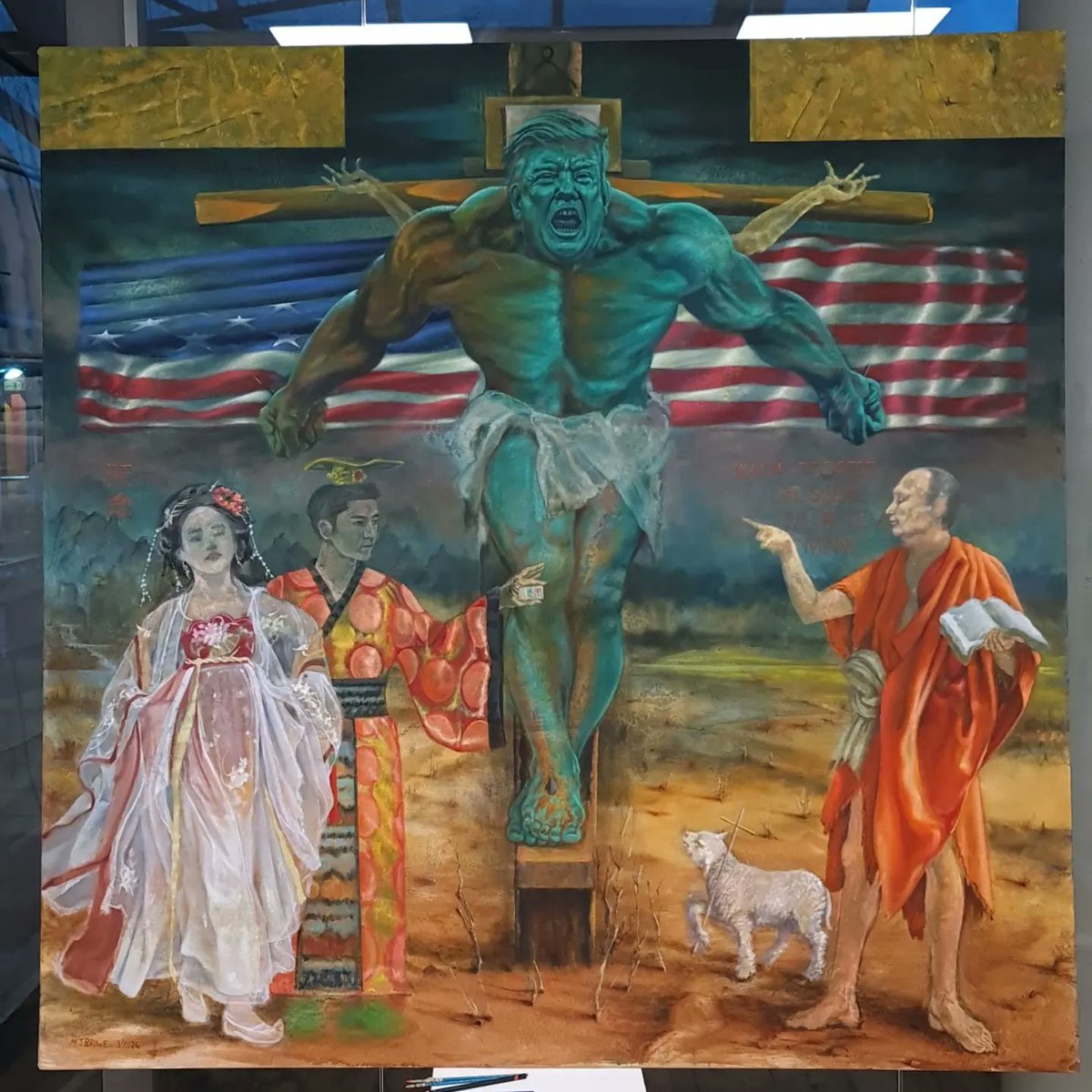 Finally managed to get an idea out I've been thinking on. 
My painting is at an advanced stage after just 12 days work... 

John the Baptist "He must increase, but I must decrease"