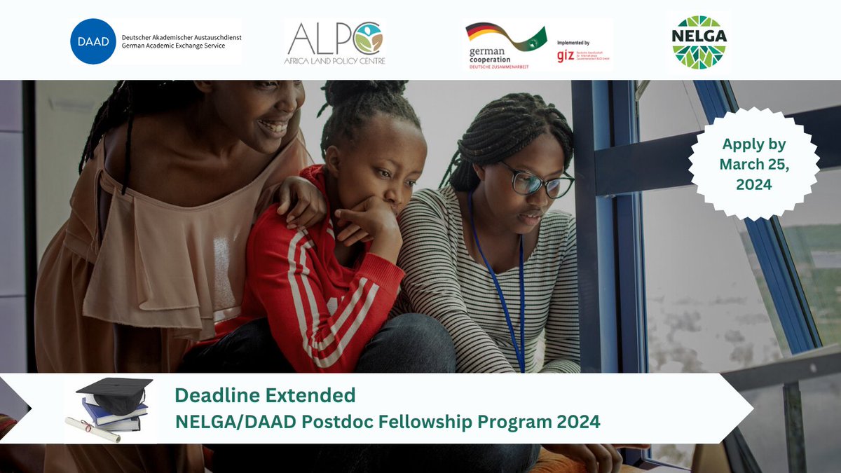 ⏰ Deadline Extended! The deadline for NELGA/DAAD Post-Doc Fellowship applications has been extended to March 25. If you're passionate about land policy in Africa, seize this chance for financial support, training, and networking. Apply now - nelga.uneca.org/deadline-exten…