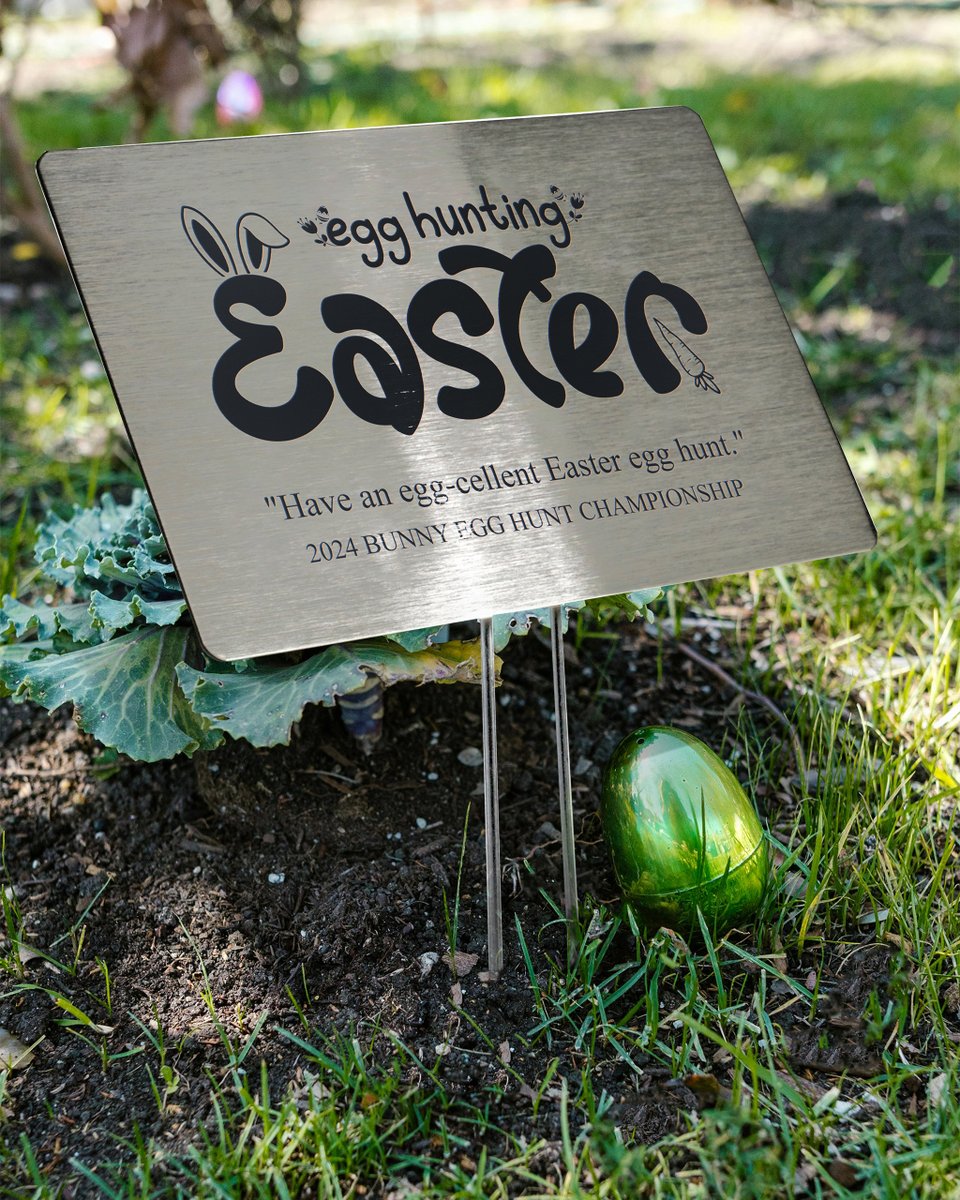 plaquemaker's tweet image. Check out our custom-engraved stainless steel garden signs for a unique addition to your Easter Egg Hunt! Design them yourself. Order now and get ready for a memorable Easter Egg Hunt! #personalizedsigns #easterdecorations

plaquemaker.com/stainless-stee…