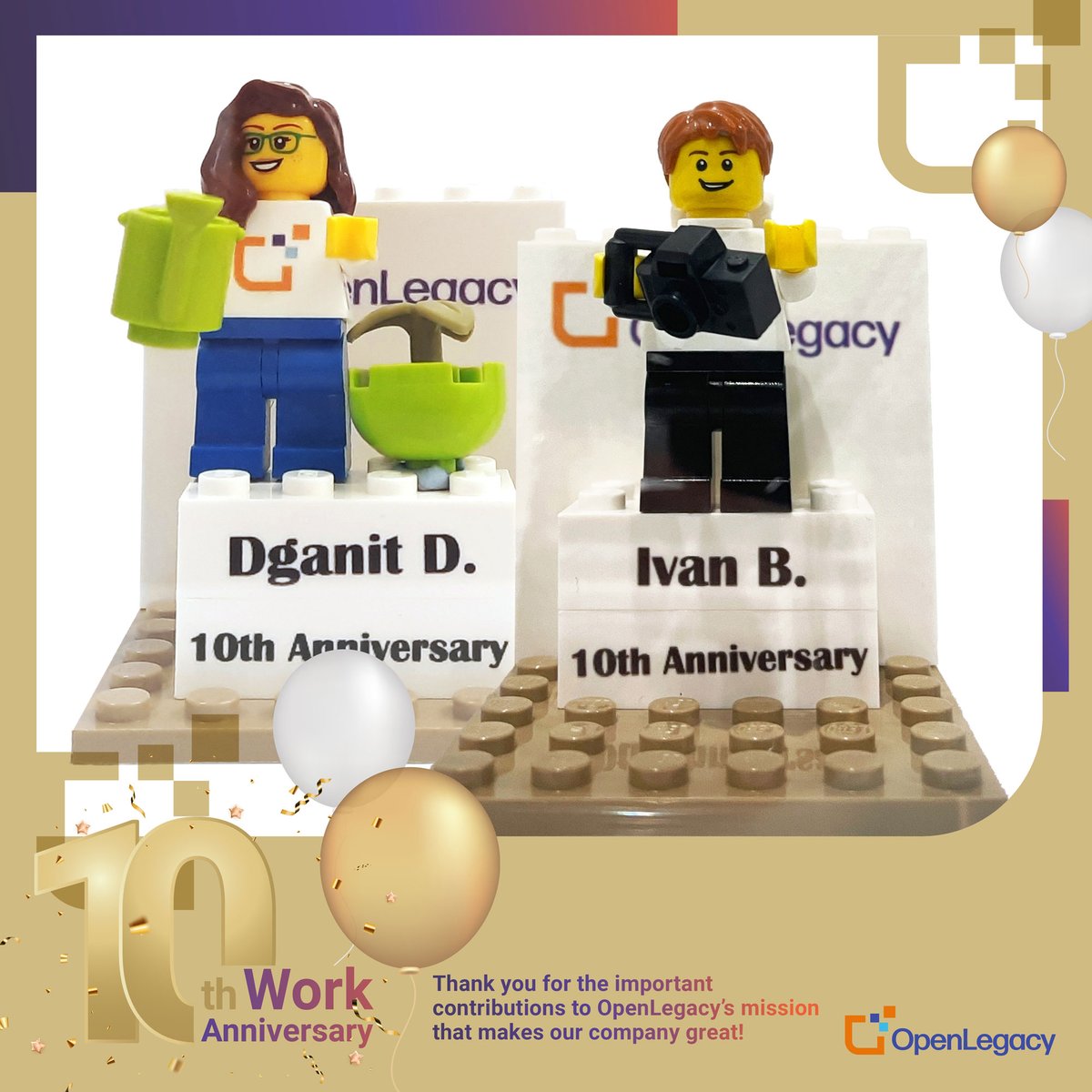 Thank you, Dganit &amp; Ivan, for your dedication, commitment, and important contributions to OpenLegacy's mission that makes our company great. Congratulations on your 10-year work anniversary!  

#OpenLegacyFamily #BestPlacesToWork