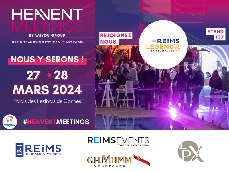 📢 Direction <a href="/HeaventMeetings/">Heavent Meetings</a> à Cannes pour les ambassadeurs #MICE Légend'R les 27+28 mars, stand I37 !
🗓 Cette semaine marque le début d'une séquence riche en #évènements pour développer et faire rayonner notre territoire et ses atouts #LégendR🚀
#TousLégendR #ReimsExtraordinR