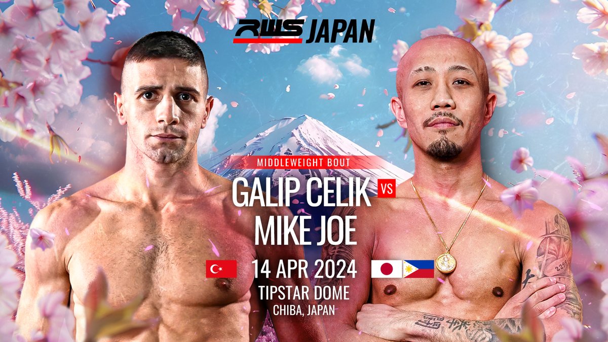 ◤◢◤◢◤🔥対戦カード🔥◢◤◢◤◢

【メインカード】ミドル級-72.57kg

🥊ガリップ・セリック・ジティジム
------------🆚(3分3R ) ------------
🥊MIKE JOE

🔥#RWSJAPAN
📅4月14日（日）
13:00プレリミナリーファイト
16:10本戦開始(予定)
🏟TIPSTAR DOME CHIBA