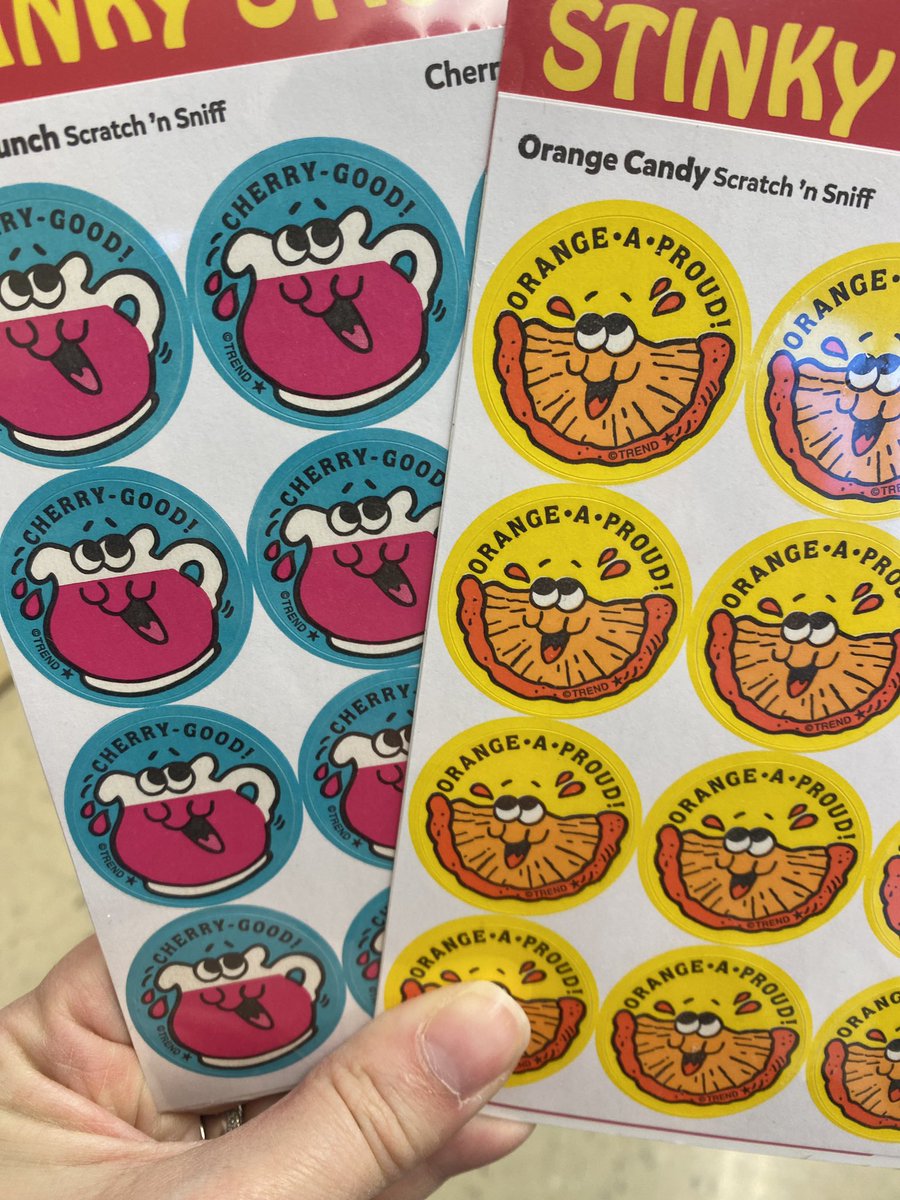 Mrs_Lukes's tweet photo. Can we share in the joy of these old school stickers I found over the weekend? #stickers #over40 #scratchandsniffstickers https://t.co/PWUawdSokx