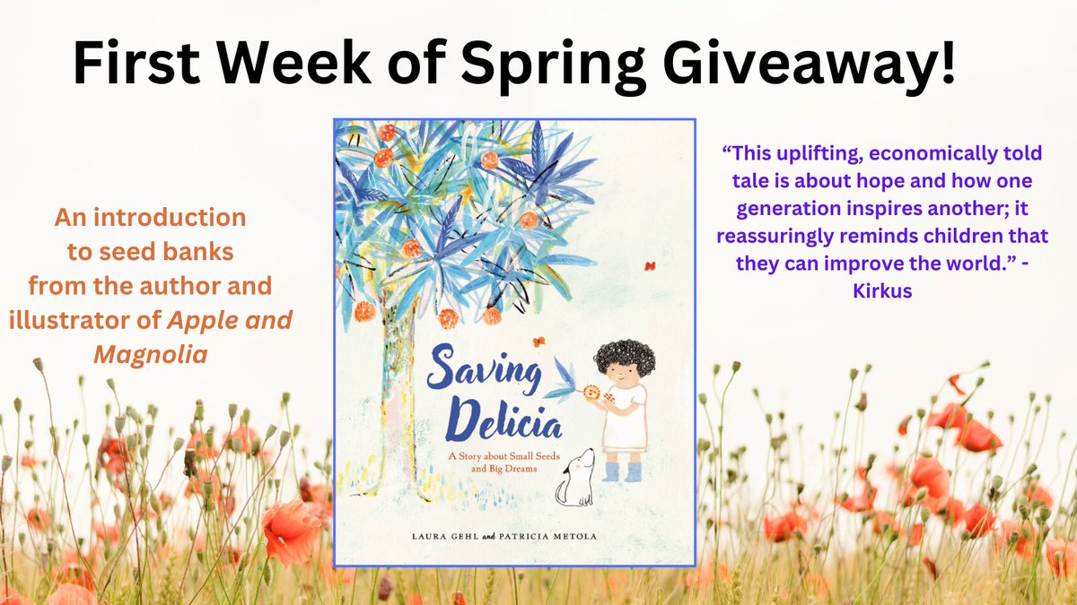 AuthorLauraGehl's tweet image. In honor of spring, I&apos;m giving away 3 copies of Saving Delicia, a new book by me and @patriciambouzo about seed banks, intergenerational friendship, and changing the world. RT by 3/21 to enter (US only); tag a friend &amp;amp; they are entered too. Extra entry for educators &amp;amp; librarians!