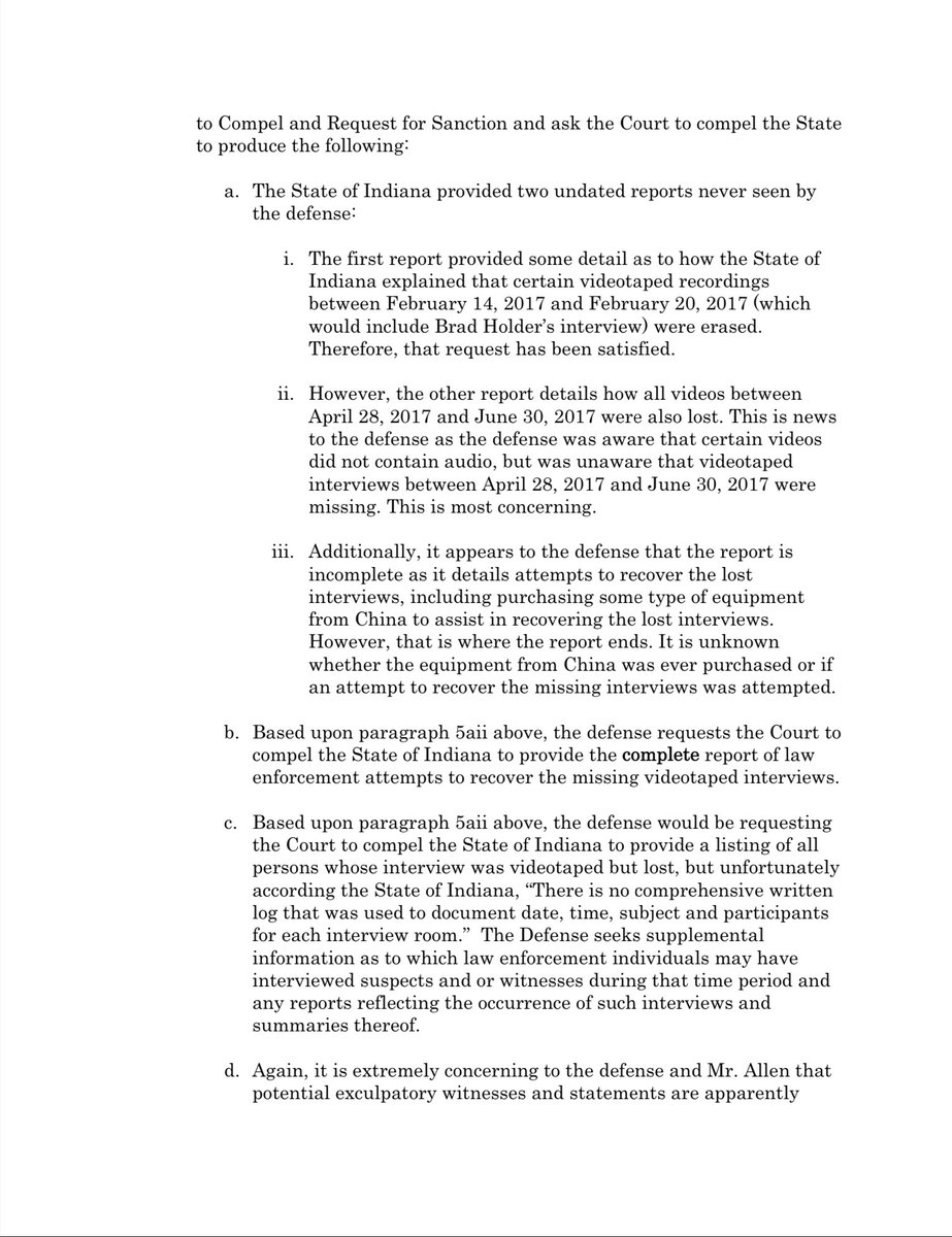 SleuthieGoosie's tweet photo. So we’re also missing videotaped interviews from April 28, 2017 & June 30, 2017.
Not even a log of which witnesses were interviewed exists.
No phone dump data exists for Kelsey German, Mike Patty, Becky Patty, or Cody Patty.
#RichardAllen. https://t.co/ZQst4MGEez