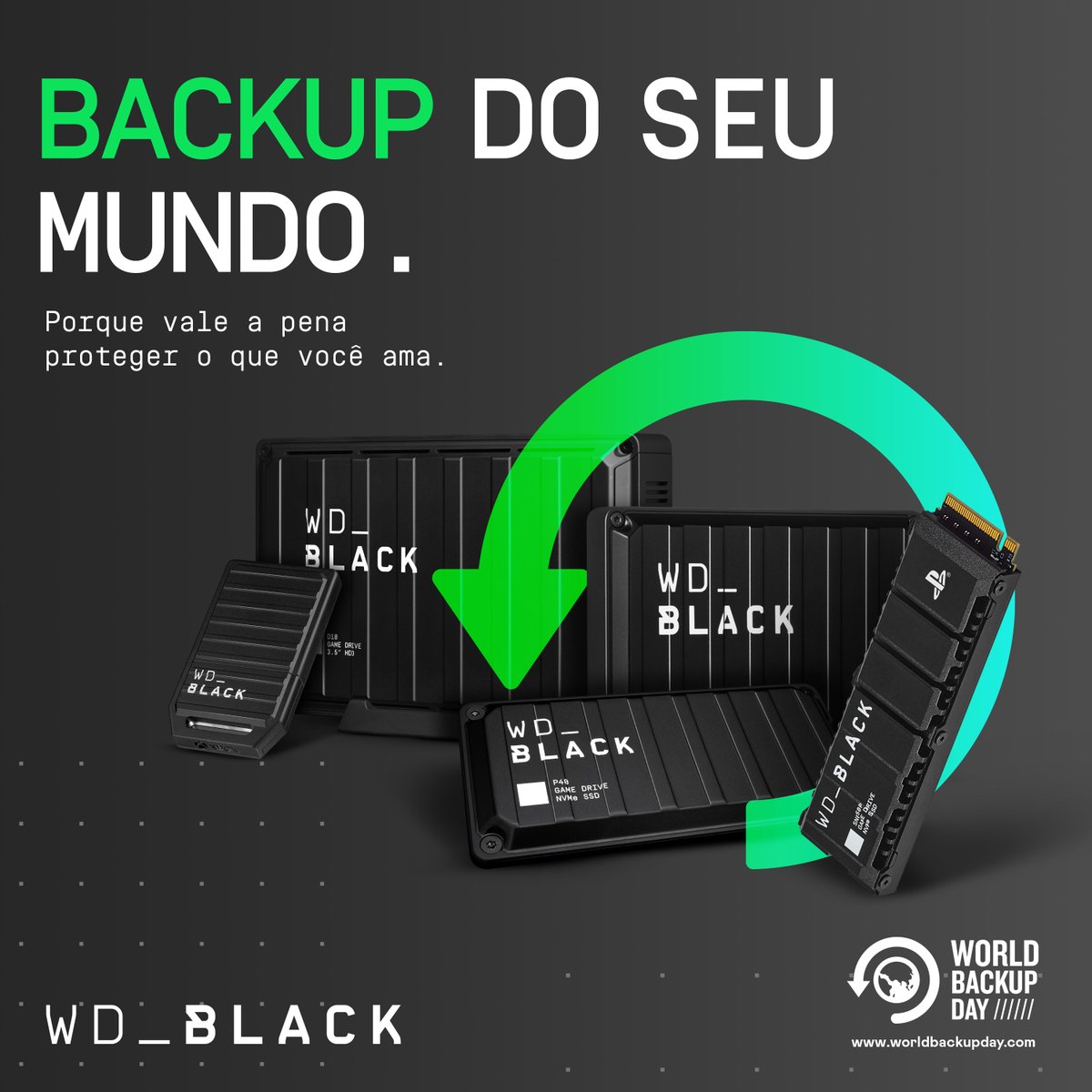 Não importa a plataforma nem o conteúdo, o melhor sempre é fazer backup para manter seu mundo seguro! 🔄 #BackupComWD #DiaMundialDoBackup