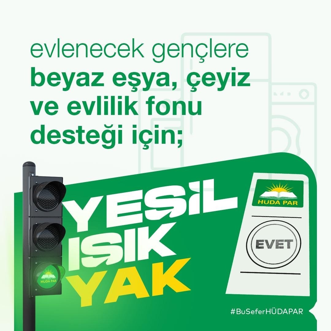HudaParAdiyaman's tweet photo. Evlenecek gençlere beyaz eşya, çeyiz ve evlilik fonu için;
#Yeşilışıkyak https://t.co/nGFOxfp0YJ