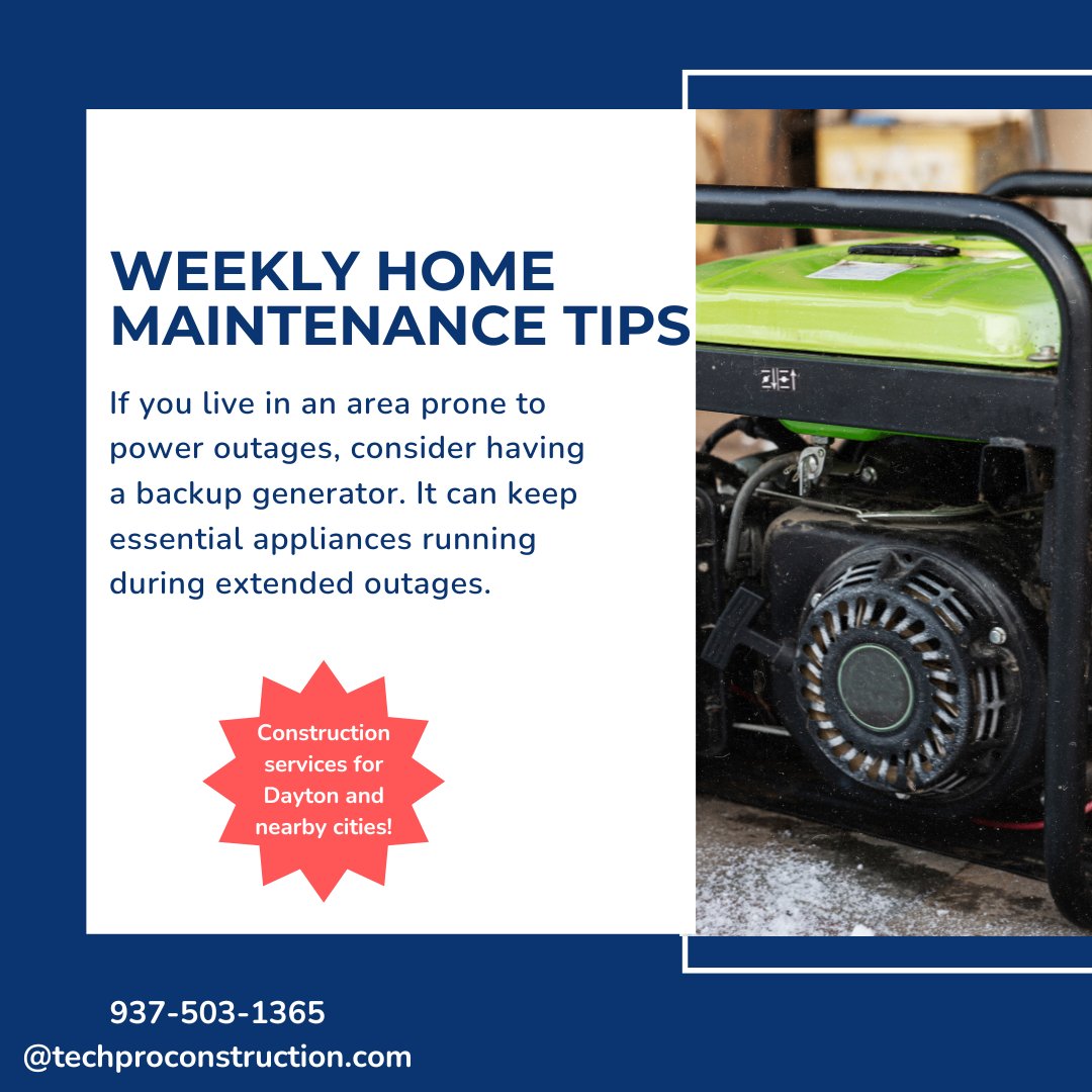 WEEKLY HOME MAINTENANCE TIP
#techproconstruction #techpro #construction #constructionlife #homerenovation #homemaintenance #winter #wintertemperature #generator #daytonohio
