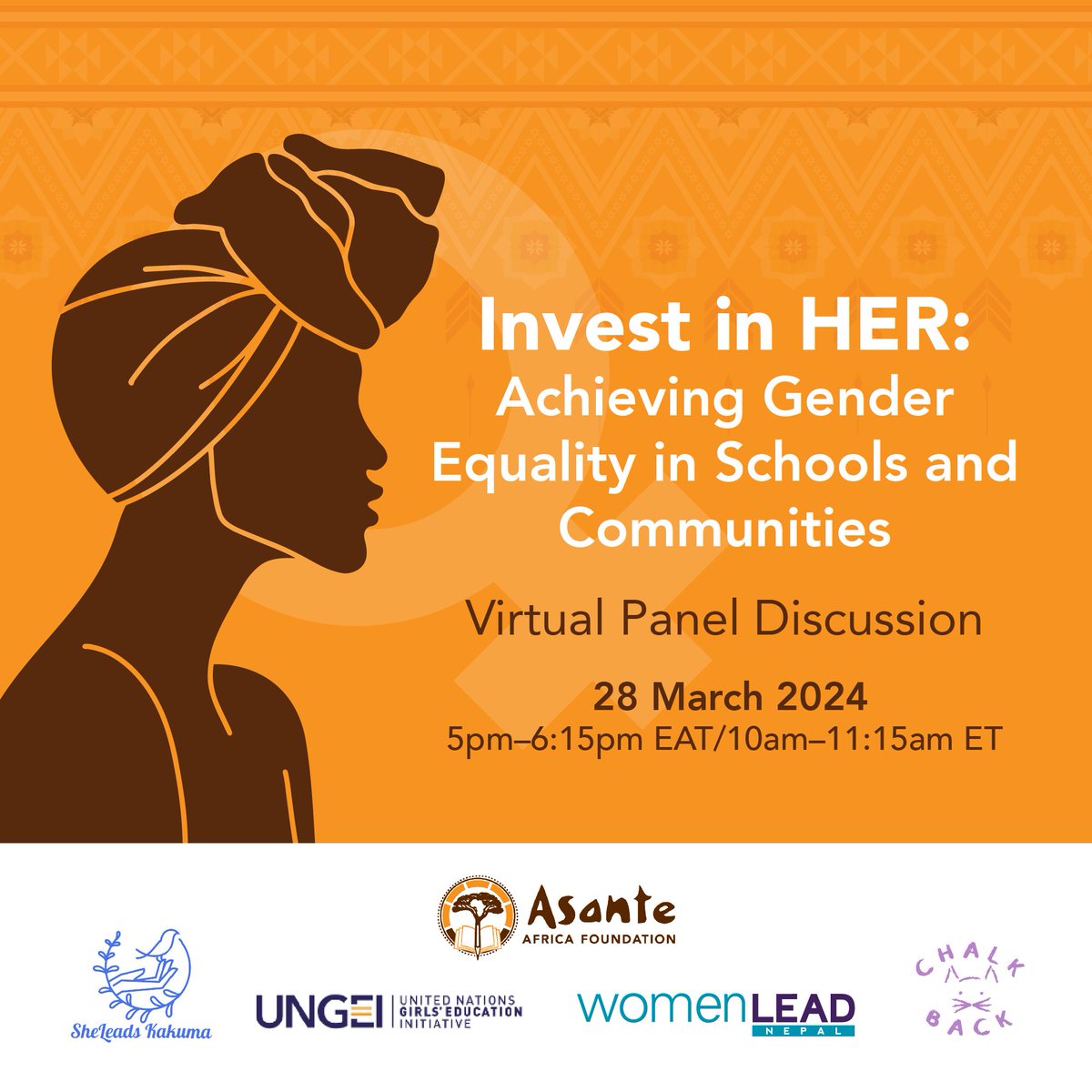 On March 28 we will join hands with different actors working at the intersection of education and gender equality to address challenging traditional societal expectations that hinders #genderequality Visit asanteafrica.org/panel-discussi… to learn more #InvestInHer #AAFempowers