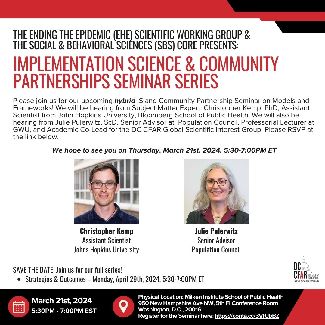 Join our colleague @juliepulerwitz on 3/21 for @DC_CFAR’s Implementation Science and Community Partnership Seminar series, where the Council will present on our ongoing stigma reduction and mental health promotion study in DC. Register: conta.cc/4cuJr95