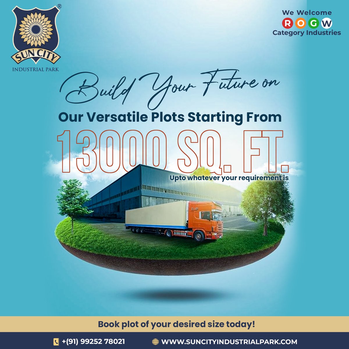 ParkSuncity's tweet image. Discover endless possibilities! Build your future on our versatile plots, starting from 13,000 sq. ft.   Create your dream space with Suncity Industrial Park. 
🌐 suncityindustrialpark.com 📞 (+91) 8141188890  #SuncityIndustrialPark #BuildYourFuture #InvestInYourDreams #realestate