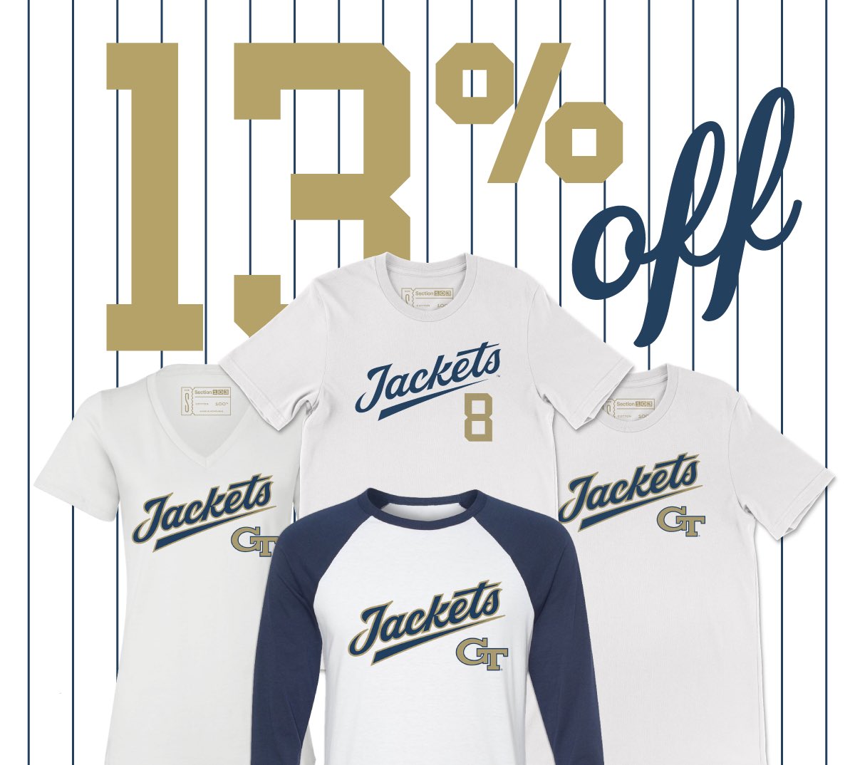 ICYMI, @GTBaseball swept no. 13 NC State, so everything is 13% off today. section103.com/collections/ge…