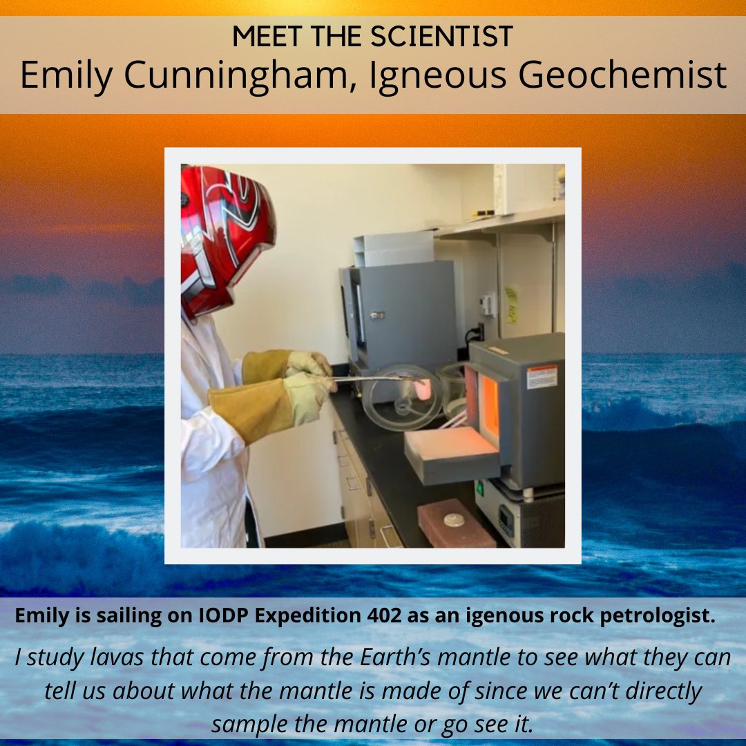 #MeetTheScientist on @TheJR #Exp402, Emily Cunningham (@EH_Cunningham)! Emily studies igneous rocks associated with volcanics. Read more about Emily and her research on the site! timescavengers.blog/2024/02/05/emi…