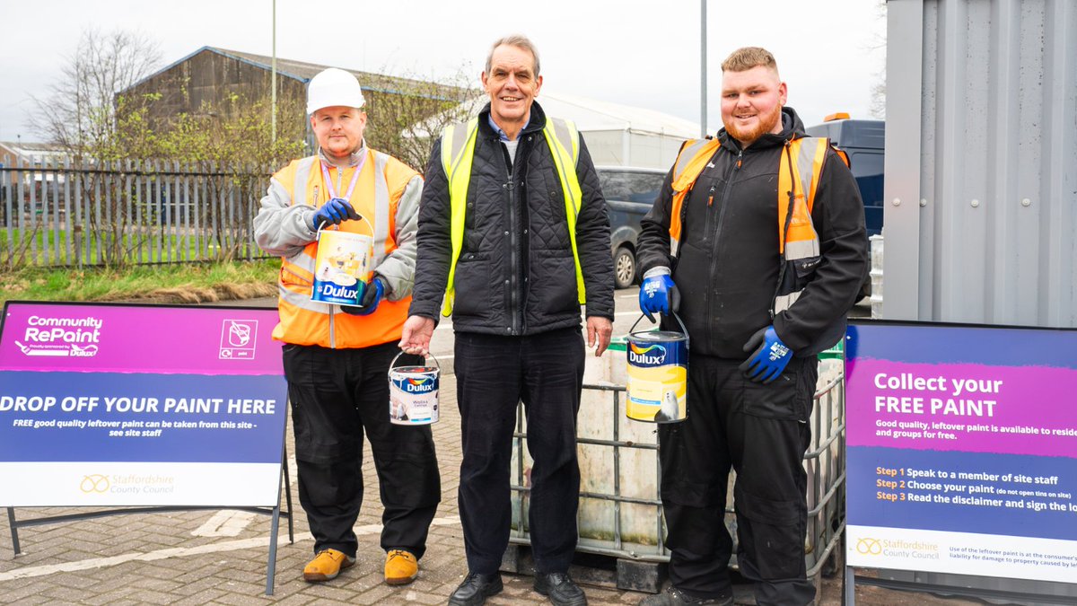 We have partnered with @Comm_RePaint to help repurpose leftover paint for residents, schools and community projects in #Staffordshire. Visit Stafford Household Recycling Centre to pick up the paint you need! And please donate any leftover paint you have for others to use 🖌️