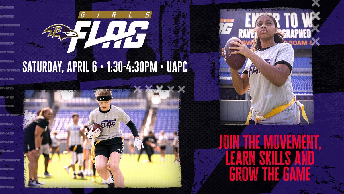 Our Girls Flag Football skills clinic is one week from today❗ Info and registration: baltimoreravens.com/fans/rise/girl…