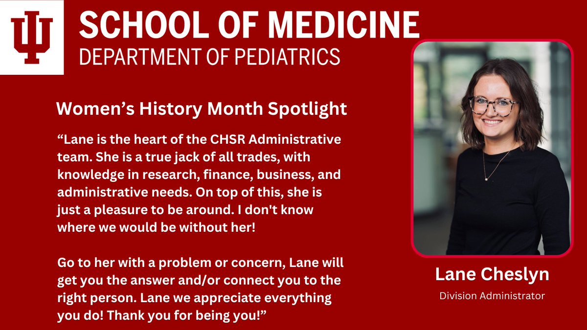 Lane, we want to thank you for all you do to make the Department of Pediatrics great! Here is what your nominator had to say about you: