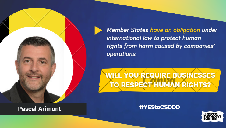 acv_csc_europe's tweet image. Dear @pascal_arimont, with millions of workers, citizens and consumers and their collective organizations from all over Europe, we count on you on this 19/3 to say #YEStoCSDDD in the @EP_Legal. Will you require businesses to respect human rights?👉