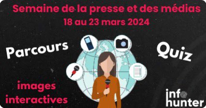 C’est parti pour la #SPME2024 ! 🆕 Découvrez nos ressources gratuites dont 6 nouveaux quiz et 5 images interactives #EMI pour les 8-12 ans ➕nos parcours InfoHunter de décryptage de l’info en accès direct 👉 internetsanscrainte.fr/programmes/inf…