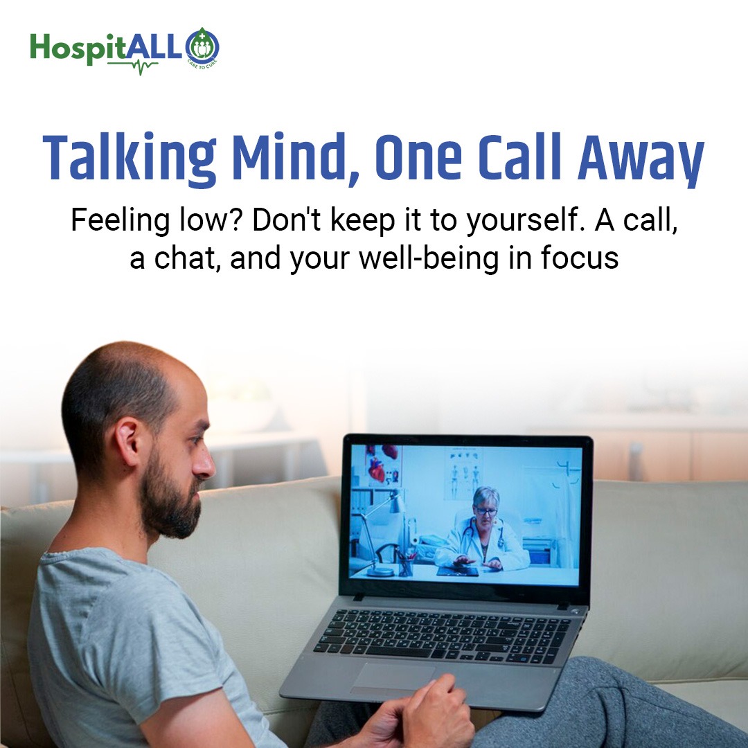 Your mental health matters! Reach out, talk it out. Our teletherapy services are here to support you. Because a healthier mind is a happier you! 🧠💙 

#MentalWellness #TeleHealthTalks #TeleTherapy #Telehospital #HospitALL