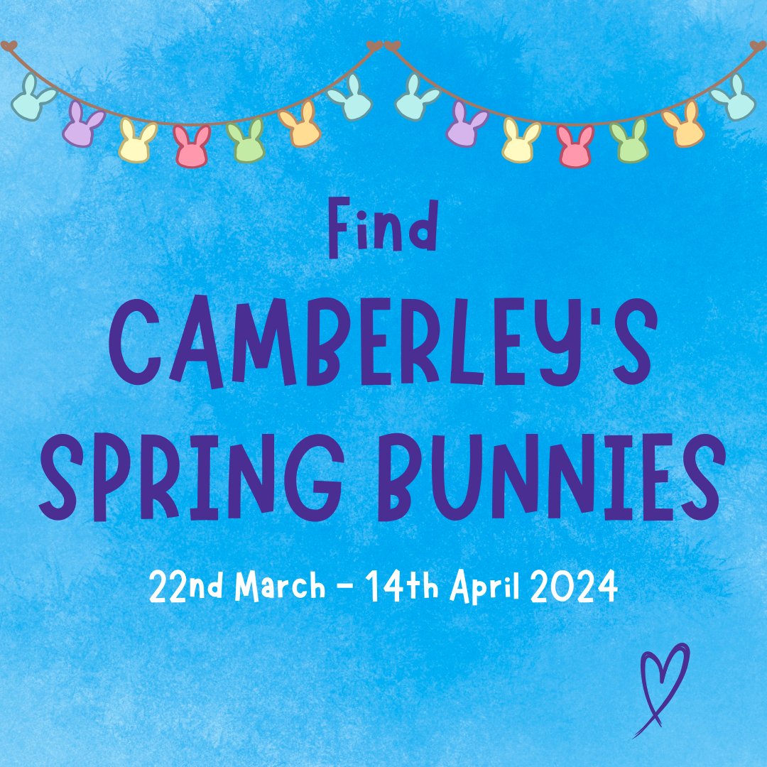 Join us in the hunt for our 8 Spring Bunnies hiding in local businesses from March 22nd to April 14th with prizes to be won. 🐣 Stay tuned for more updates! 🩵💜 Love Camberley - Making the Easter holidays eggstra special in Camberley town centre! #LoveCamberley