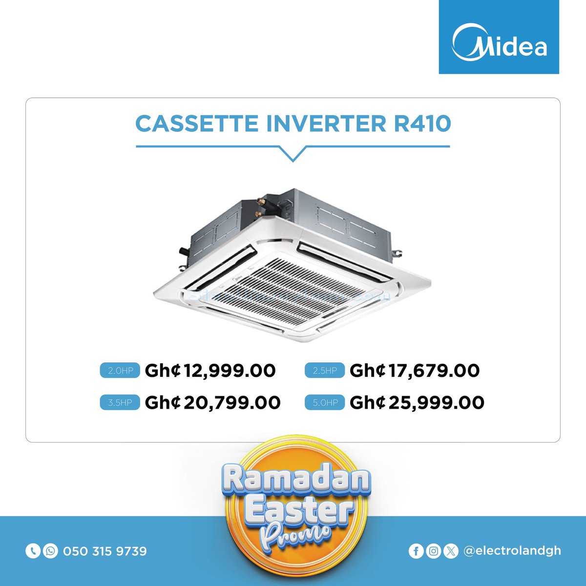 ELECTROLANDGH's tweet photo. Celebrate Ramadan and Easter in style with Electroland Ghana Limited's exclusive promo deals on Midea appliances! Save on your electronics expenses today.
#MideaGh #ElectrolandGhanaLimited #EGL #EGLRamadanEasterPromo https://t.co/chfqp6p1JC
