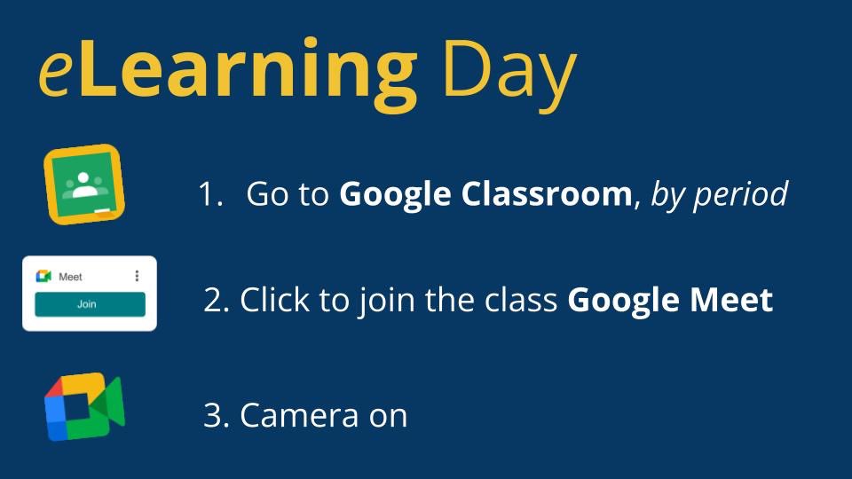 Tomorrow, March 19, is a synchronous eLearning Day. All students should start in Google Classroom each period. For the bell schedule: neuquastusent.org