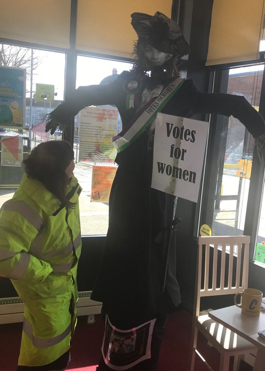 The first entry in the Netherton Scarecrow Competition can now be seen in the Feelgood Factory. This is a Suffragette and was designed and built by the Feelgood Ladies Friendship Group. Closing date this Thursday feelgoodfactory.org.uk/index.php/2-un…