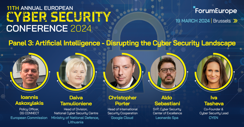 ForumEurope's tweet photo. 📢 Last chance to register! 

Join us at #EUCyberSec tomorrow in Brussels, where we will start the day with keynote speeches from @DespinaSpanou and @ViolaRoberto @EU_Commission, followed by four panel discussions.

Book your place now, and follow our socials for updates 💻