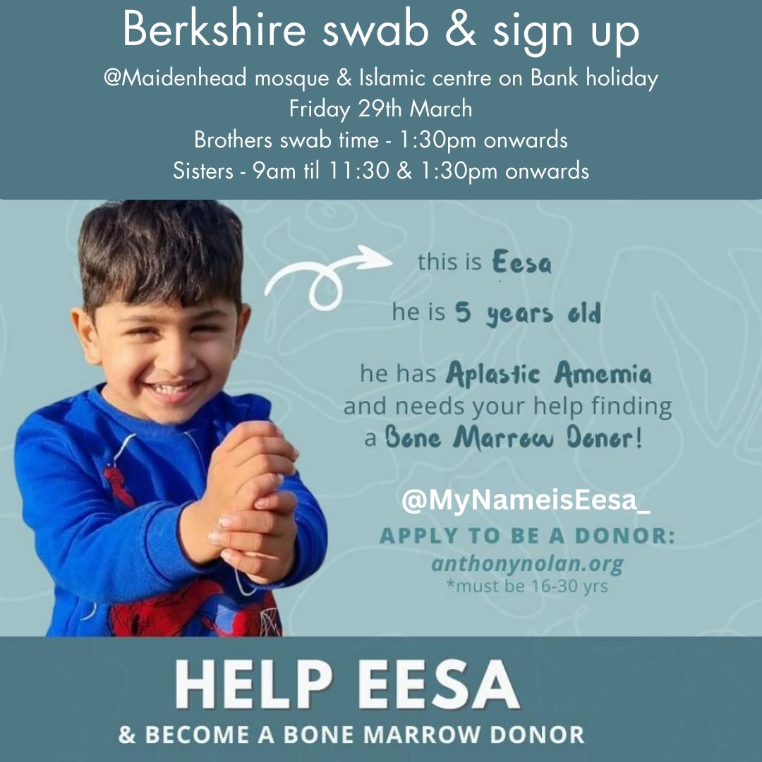 Can you help Eesa ? More donors from the South Asian community are desperately to sign up to help children like #MyNameIsEesa #bonemarrow #aplasticamemia @AnthonyNolan @BritAsianCancer