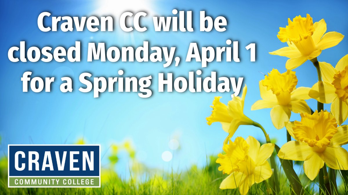 cravencc's tweet image. We will be closed this Monday, April 1 for a Spring Holiday. #SpringHasSprung #springholiday