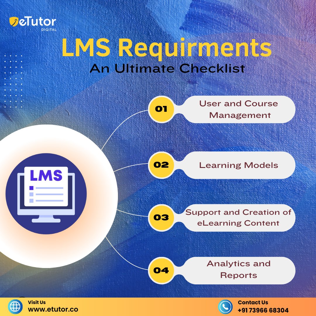 eTutorco's tweet photo. LMS Requirments: An Ultimate Checklist 
Visit:- https://t.co/dYhUSWHwlp

#elearning #learningmanagementsystem #lms #lmsforschool #onlinelearning #education #learning #onlinetraining #onlineeducation #lmssoftware #onlineclasses #etutordigital #etutor #examsoftware #testsoftware https://t.co/Fu3etrceiw