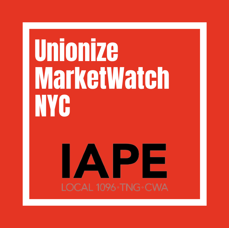 We, the editorial staff and news team of MarketWatch’s New York office, have collectively decided to join our colleagues at other branch offices of <a href="/MarketWatch/">MarketWatch</a> and <a href="/DowJones/">Dow Jones</a> under <a href="/IAPE1096/">IAPE TNG/CWA 1096</a>, a unit of <a href="/newsguild/">The NewsGuild-CWA</a> and <a href="/CWAUnion/">CWA</a>. 🧵