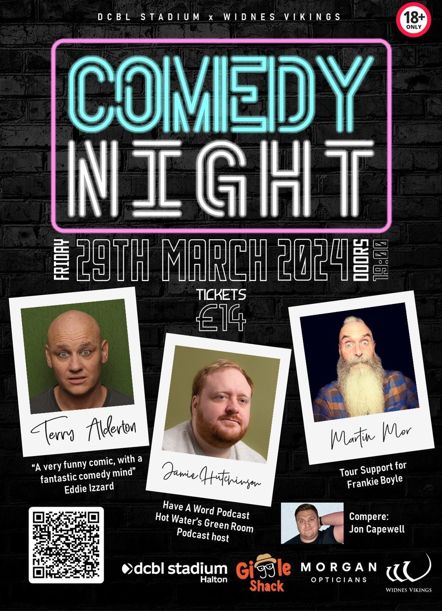 📅 Friday 29th March 2024
🤣Our Giggle Shack Comedy Night returns with MC Jon Capewell introducing Terry Alderton, Jamie Hutchinson &amp; Martin Mor for another night of fun at the DCBL Stadium.
Grab your tickets now! 

ow.ly/4iJx50QajHi