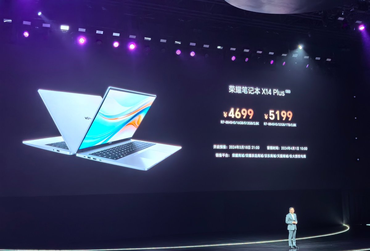 SujanTharu66's tweet photo. Honor MagicBook
R7-8845HS/32GB/1TB/2.5K priced at 5,399 yuan
#honormagicbook https://t.co/2qMBr0Rp0P
