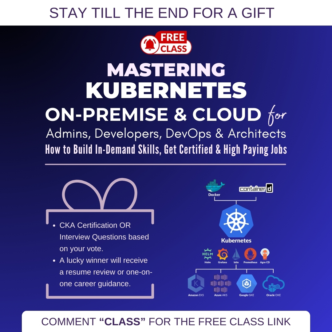 k21academy's tweet image. Comment "CLASS" For the Free class link
.
.
.
.
#KubernetesCareer
#CloudComputingJobs
#TechInterviewPrep
#ContainerTechnology
#HighPayingTechJobs
#k21academy