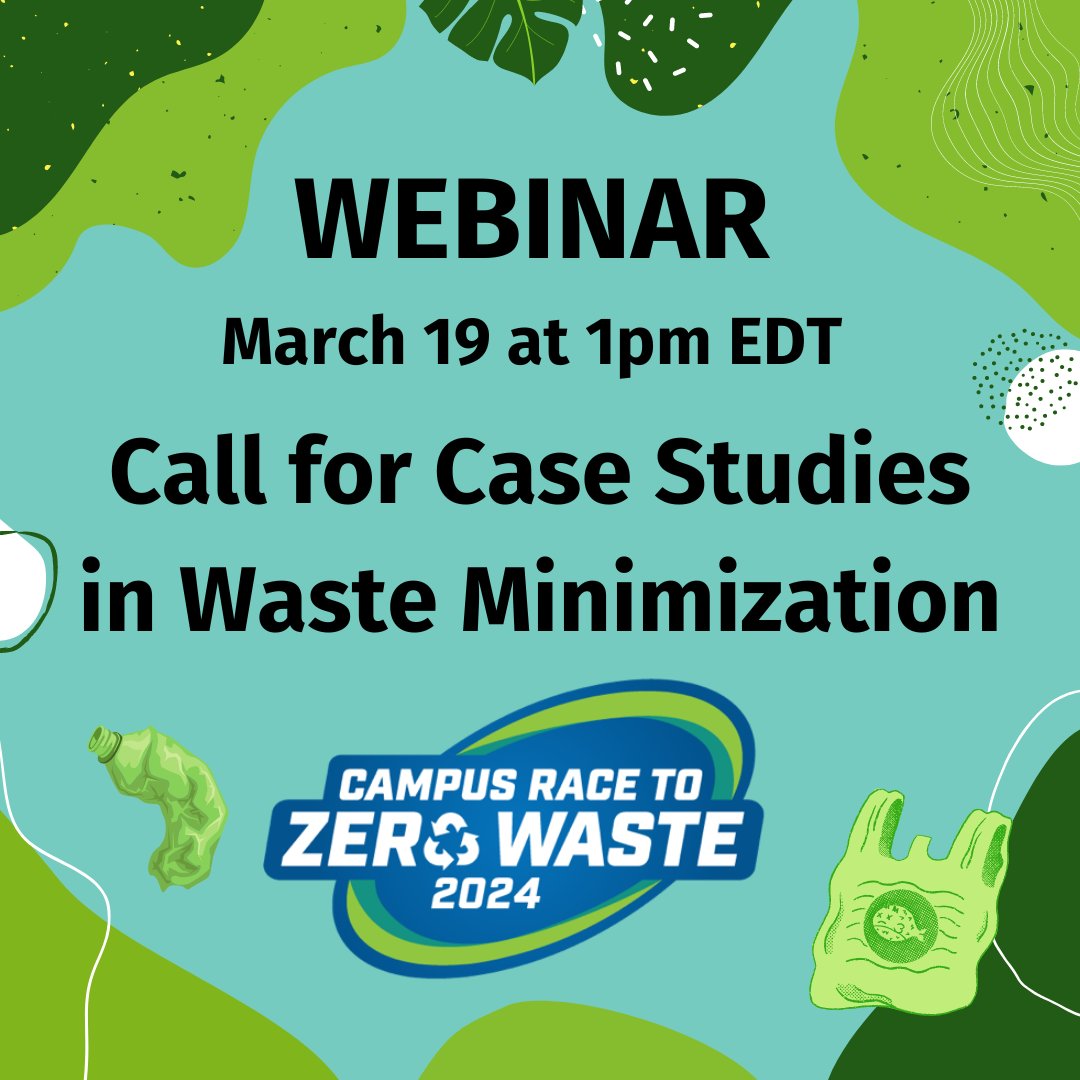 Campus Race to Zero Waste (@campusrace2zero) on Twitter photo Register for tomorrow's (3/19) webinar to learn about the <a href="/campusrace2zero/">Campus Race to Zero Waste</a> call for case studies in waste minimization, support.nwf.org/page/55937/sur…. All campuses are welcome to submit a case study, CampusRacetoZeroWaste.org #ZeroWaste #CampusSustainability #Recycling #FoodWaste Register for tomorrow's (3/19) webinar to learn about the <a href="/campusrace2zero/">Campus Race to Zero Waste</a> call for case studies in waste minimization, support.nwf.org/page/55937/sur…. All campuses are welcome to submit a case study, CampusRacetoZeroWaste.org #ZeroWaste #CampusSustainability #Recycling #FoodWaste