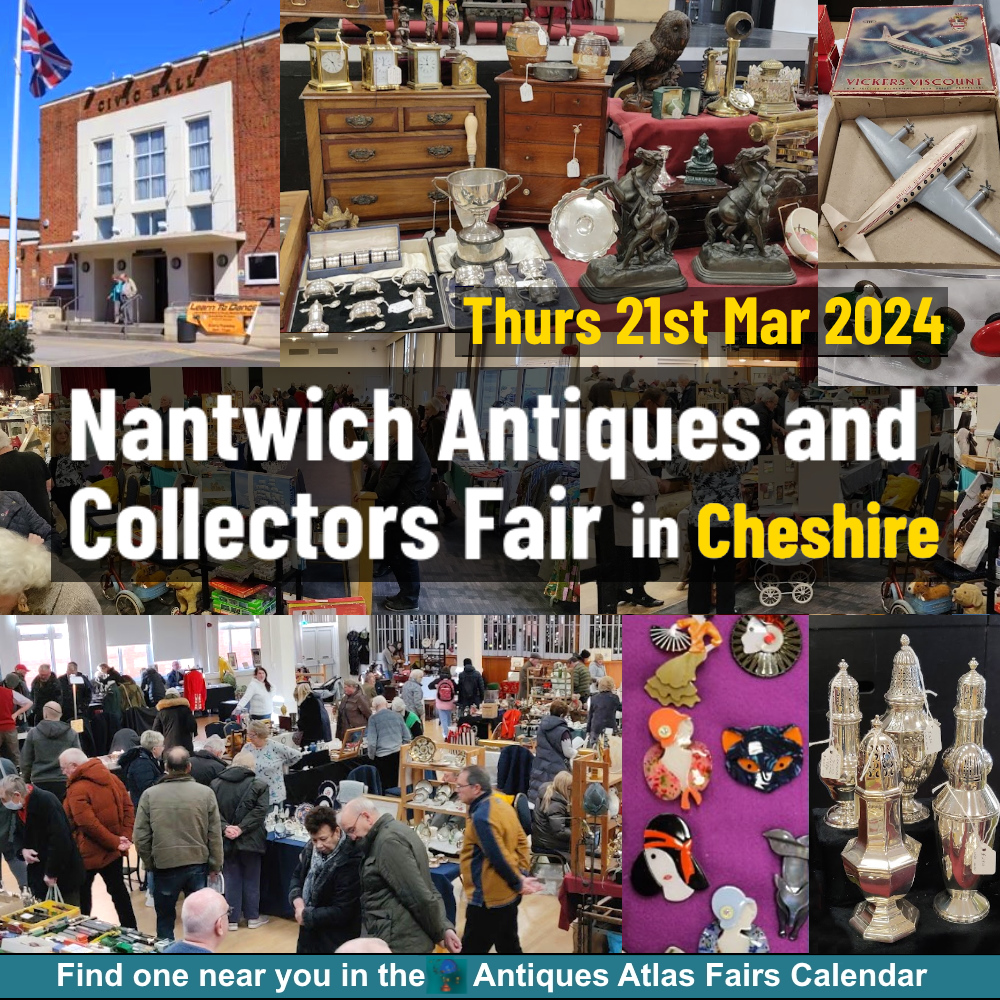 Thurs 21st March Nantwich Civic Hall Antique and Collectors Fair antiques-atlas.com/antique_fair/n… Click link for short Video From V & A Fairs @VandAfairs @NantwichCivic #fairsdiary #fairscalendar #cheshire #antiquefair #vintagefair #fairsdiary #antiques