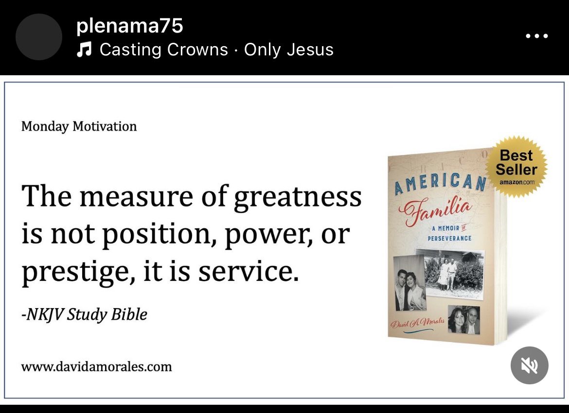 davidamorales75's tweet photo. #MondayMotivation 
 
The measure of greatness is not position, power, or prestige, it is service., -NKJV Study Bible
 
#faith #family #grit #empuja #Godisgood #Monday #mindset #character #kindness #empathy #o1r #books #leadership #share #courage #freedom #liberty #read #book #podcast #putGodfirst #Christian #American #PuertoRico #Latino #workhard #america #usa #dailyreminder #author #serveothers