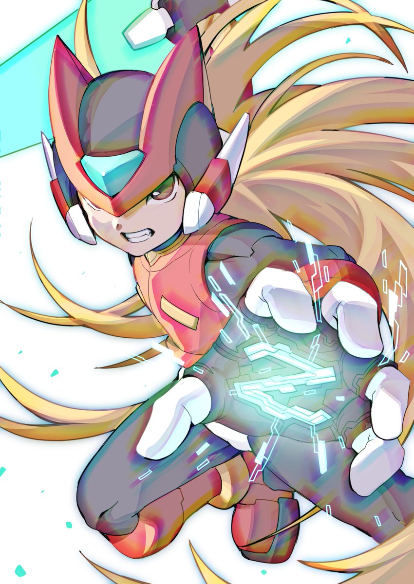ゼロ(ロックマン) 「ver3.0の機能、色収差フィルタで遊んでみる左から・元・ガウス移動+色収差+不」|あみだのイラスト