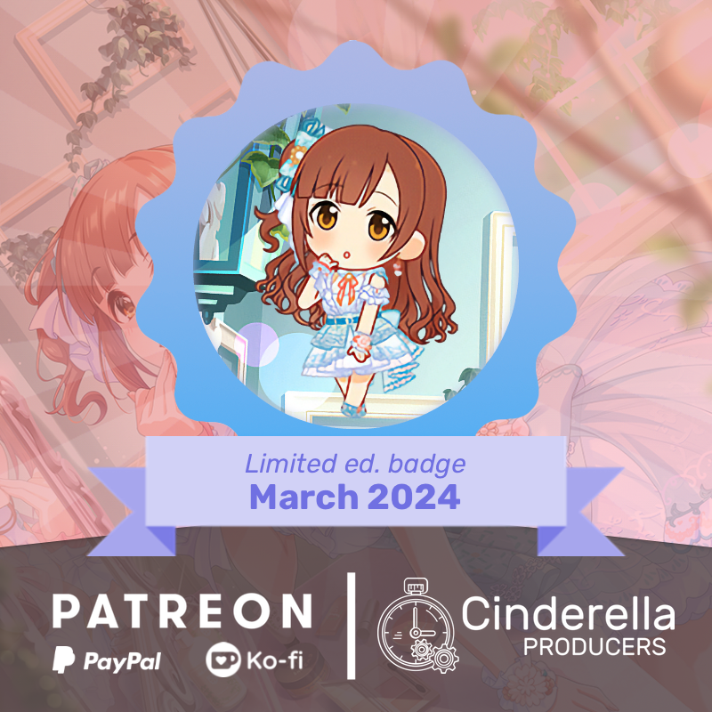 cinderella__pro's tweet photo. 🎁Gift for Our Supporters!🎁
March 2024's badge highlights Igarashi Kyoko!
Support &amp; claim yours:
✨Patreon: https://t.co/wNzd8ibinq
💕Ko-Fi: https://t.co/5FSRyybKc2
💛PayPal: https://t.co/JxSWaHc5Qy
Big thanks! https://t.co/y6yhi4Y9Iz