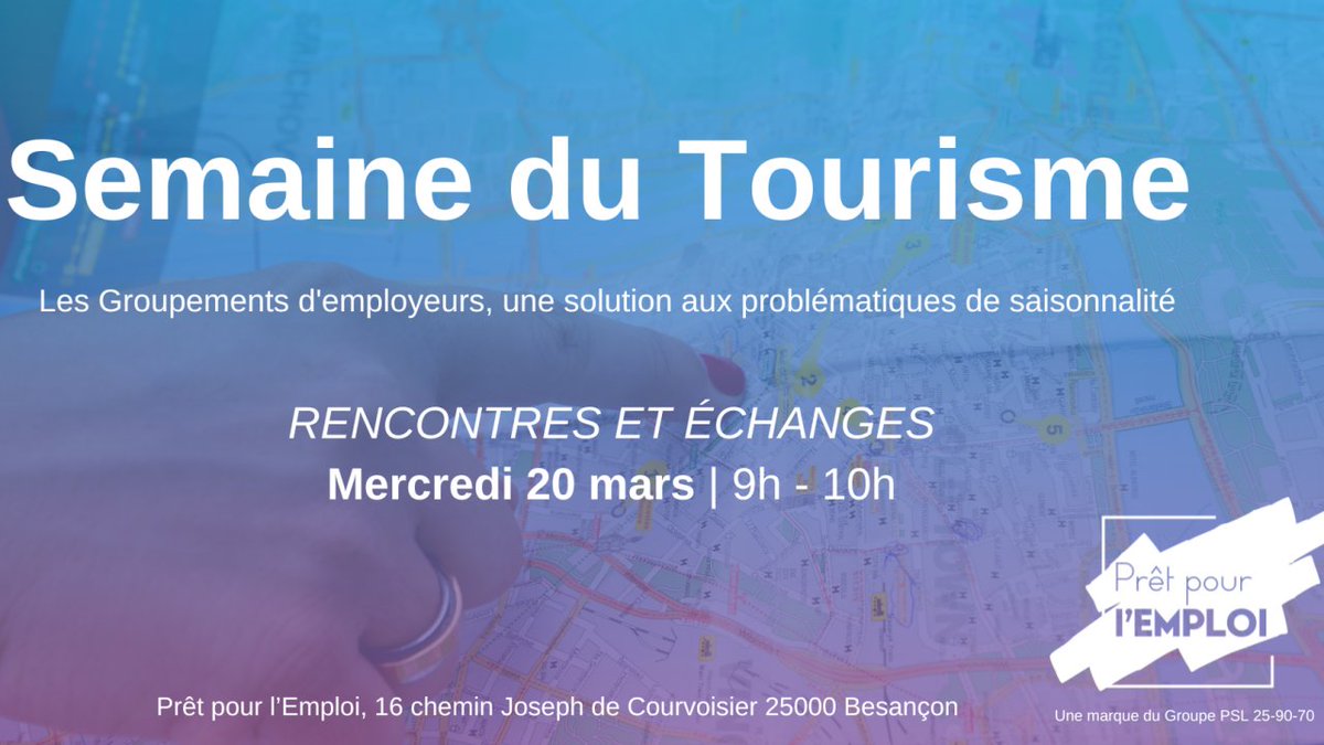 A l'occasion de la semaine du Tourisme, Prêt pour l’Emploi présentera aux professionnels du tourisme ses solutions innovantes.
📅 Mercredi 20 mars, de 9h à 10h
📍 Prêt pour l’Emploi, 16 chemin Joseph de Courvoisier, 25000 Besançon
forms.office.com/Pages/Response…