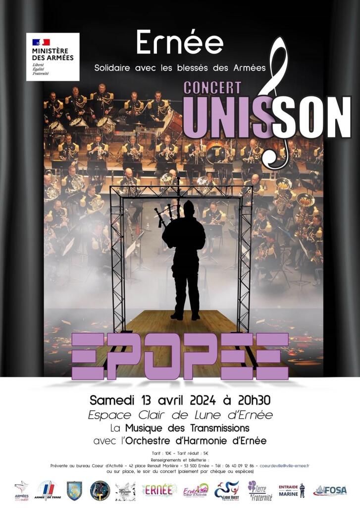 📆📌📚🎵🎶🎤 SAVE THE DATE Prochain concert #UNISSON (le 4e de 2024) au profit des blessés des Armées et des familles endeuillées, le samedi 13 avril à Ernée. Venez nombreuses et nombreux les soutenir !!! 👏👏👏
Plus d'infos 👉 facebook.com/share/q3LtG6mu…