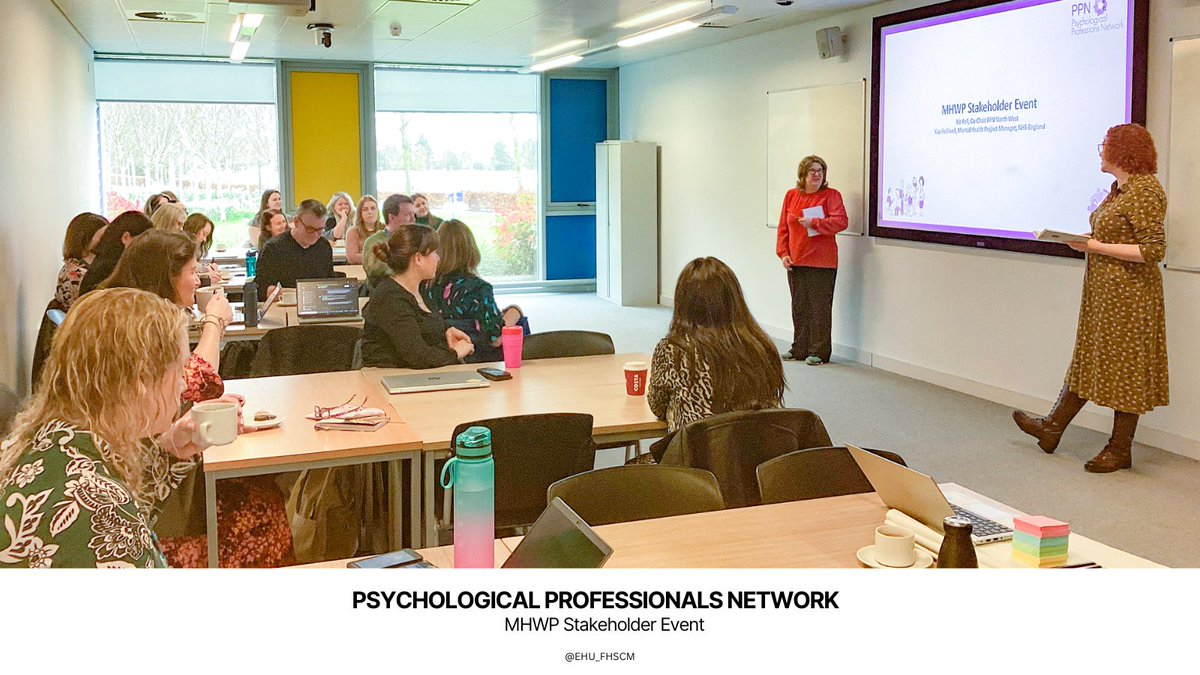 EHU_FHSCM's tweet photo. Claire Cockerill (Programme Leader MHWP) was joined by key personnel from the Psychological Professionals Network, the Northwest’s regional NHS trusts, alongside notable figures from HEE, and a number of highly experience MHWP from practice. https://t.co/bmnlRJ1uyq
