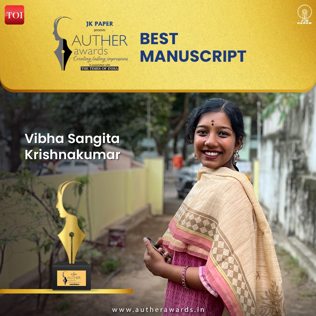 Congratulations to the young literary star, Vibha Sangita Krishnakumar, for her win in #BestManuscriptCategory. She greatly impressed our jury with her exceptional writing skills. Her book titled 'Kaushalya,' is set to be published by @iamreadomania. @JKPaperIndia @timesofindia