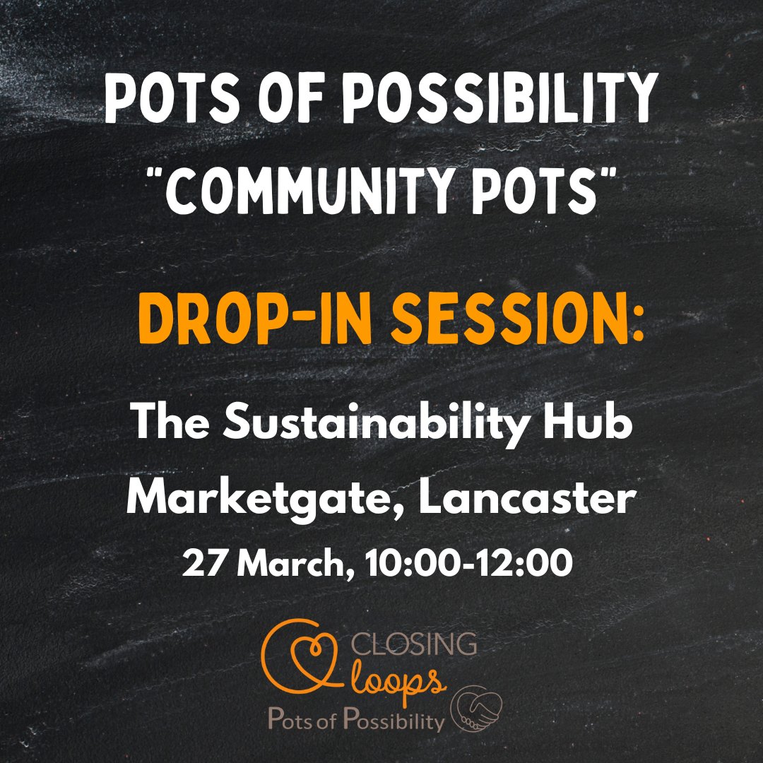Come to the Lancaster Sustainability Hub this morning for a drop-in session on accessing funding through 'Community Pots.' 🌱Get your questions answered and application assistance from Jo, the Closing Loops REconomy coordinator. Drop by between 10am and noon. @FoodFuturesLanc