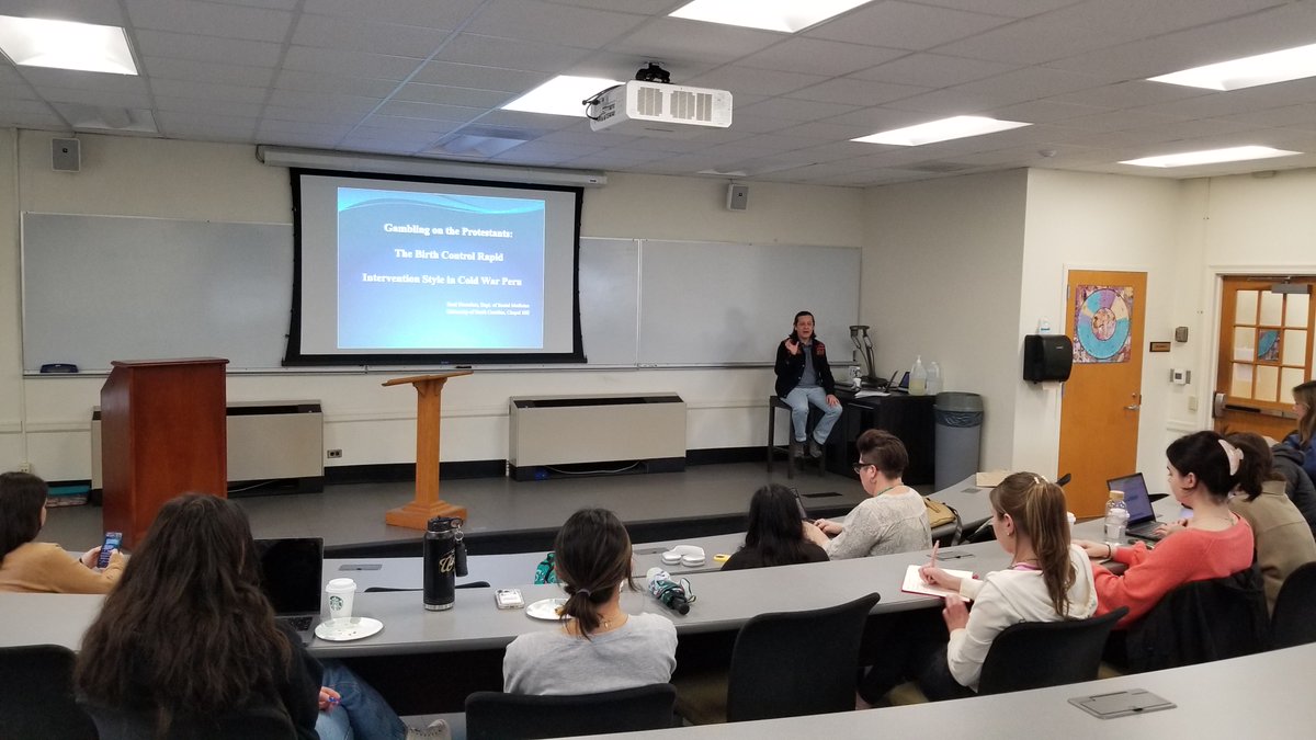 WFUSpanItal's tweet photo. Dr. Raúl Necochea, Associate Professor of Social Medicine at the UNC-Chapel Hill School of Medicine, recently visited WFU. He specializes in the history of  reproductive health in Latin America and shared his expertise with our Medical Spanish class and in a campus-wide talk. https://t.co/CH6CaSuXaR