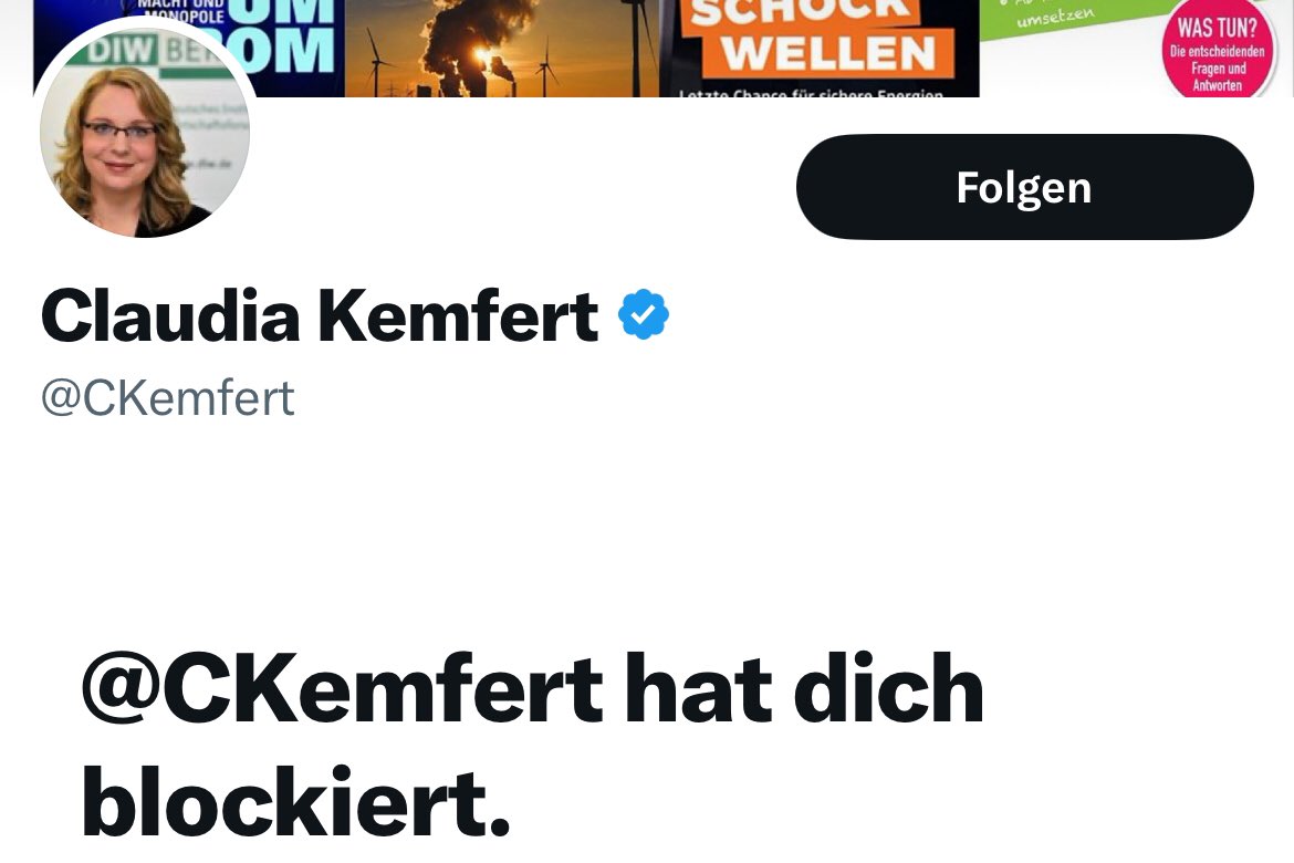 Alles klar: Dass ich mich zu den Ansichten von <a href="/CKemfert/">Claudia Kemfert</a> zur #Energiepolitik äußere, kann man natürlich nicht akzeptieren… 👇🏻