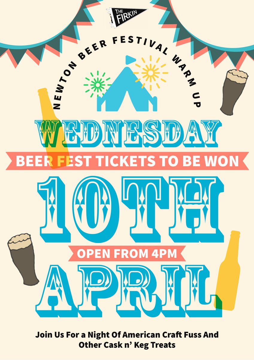 The big unofficial Newton Beer Fest Warm Up! Join us on Wednesday 10th April for some American craft fuss and a whole host of awesome beers. Also a chance to win some Newton Beer Fest Tickets. Wednesday 10th April 📅 4-10pm 🕰️